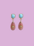 Orecchini  -JAIPUR  goccia agata rosa con turchese