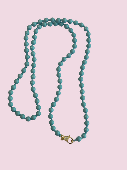 Collana OCEANO - sautoir Turchese mm8 chiusura gioiello argento