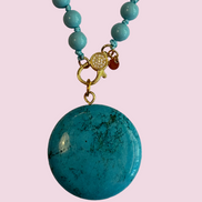 Collana OCEANO - sautoir Turchese mm8 chiusura gioiello argento