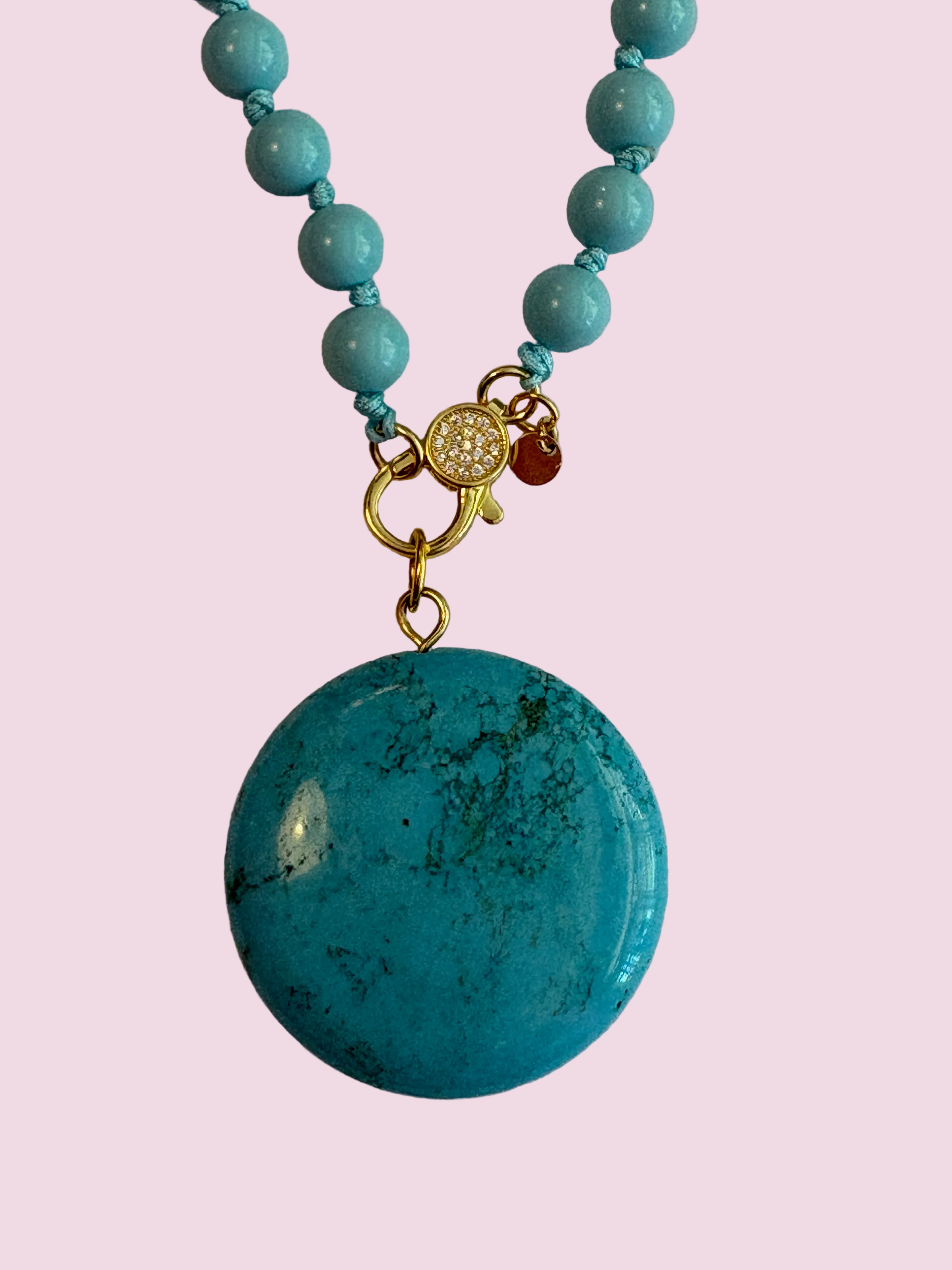 Collana OCEANO - sautoir Turchese mm8 chiusura gioiello argento