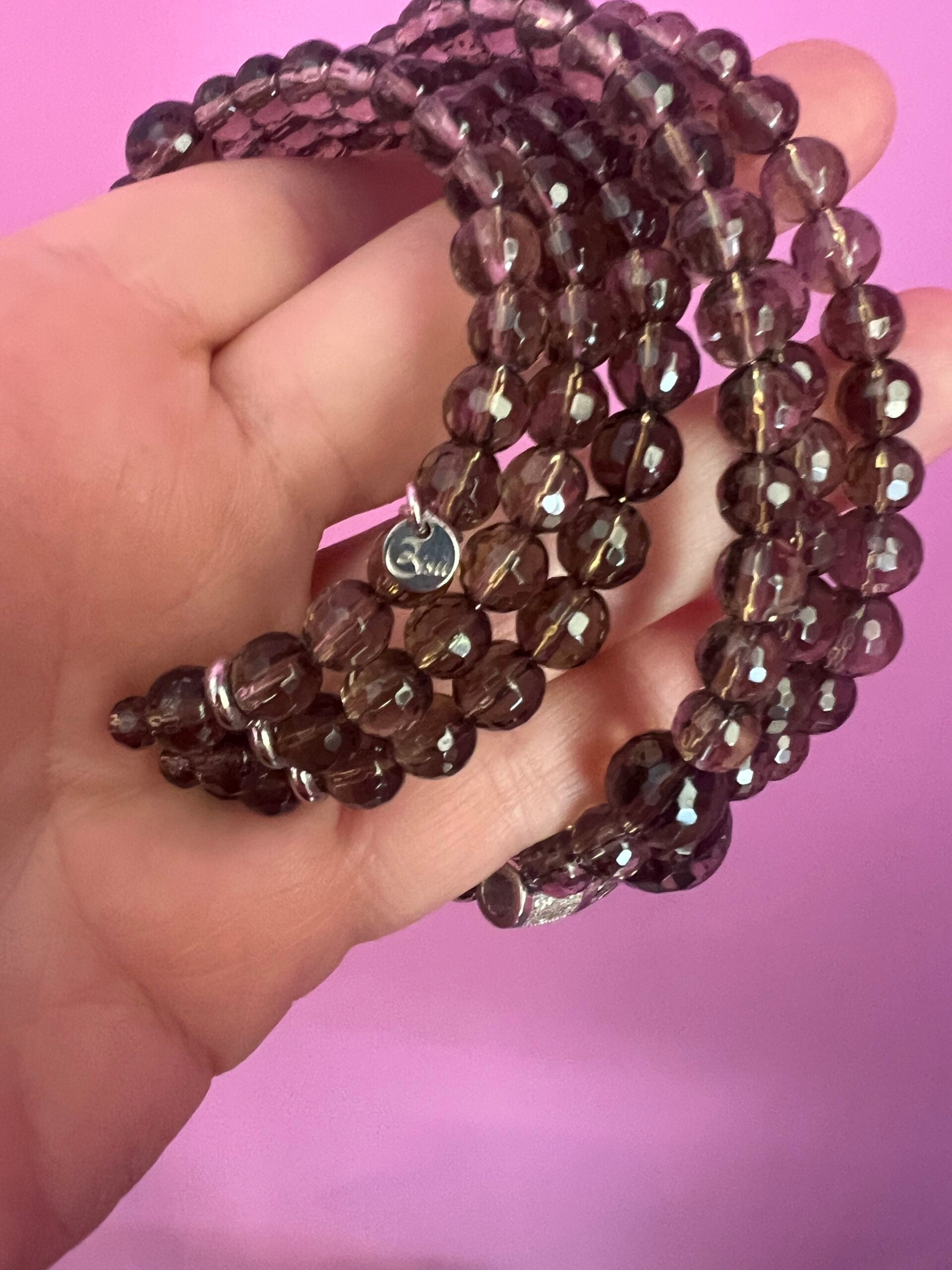 INCANTEVOLE -  Chocker  3 giri topazio fumé e argento 925