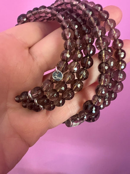 INCANTEVOLE -  Chocker  3 giri topazio fumé e argento 925