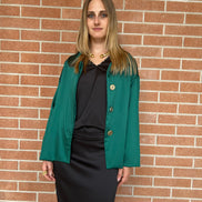 Céline - Giacchino godet in raso verde smeraldo con interno in raso rosa