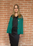 Céline - Giacchino godet in raso verde smeraldo con interno in raso rosa