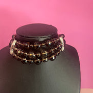 INCANTEVOLE -  Chocker  3 giri topazio fumé e argento 925