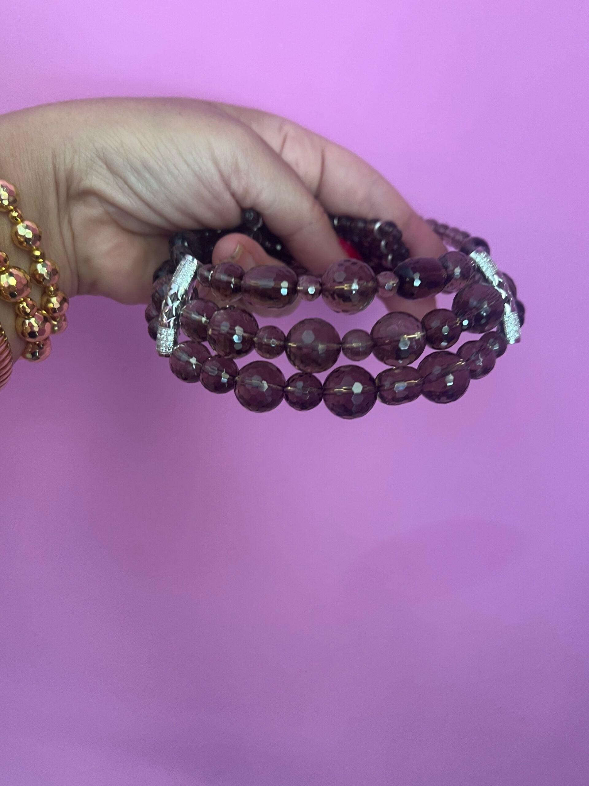 INCANTEVOLE -  Chocker  3 giri topazio fumé e argento 925