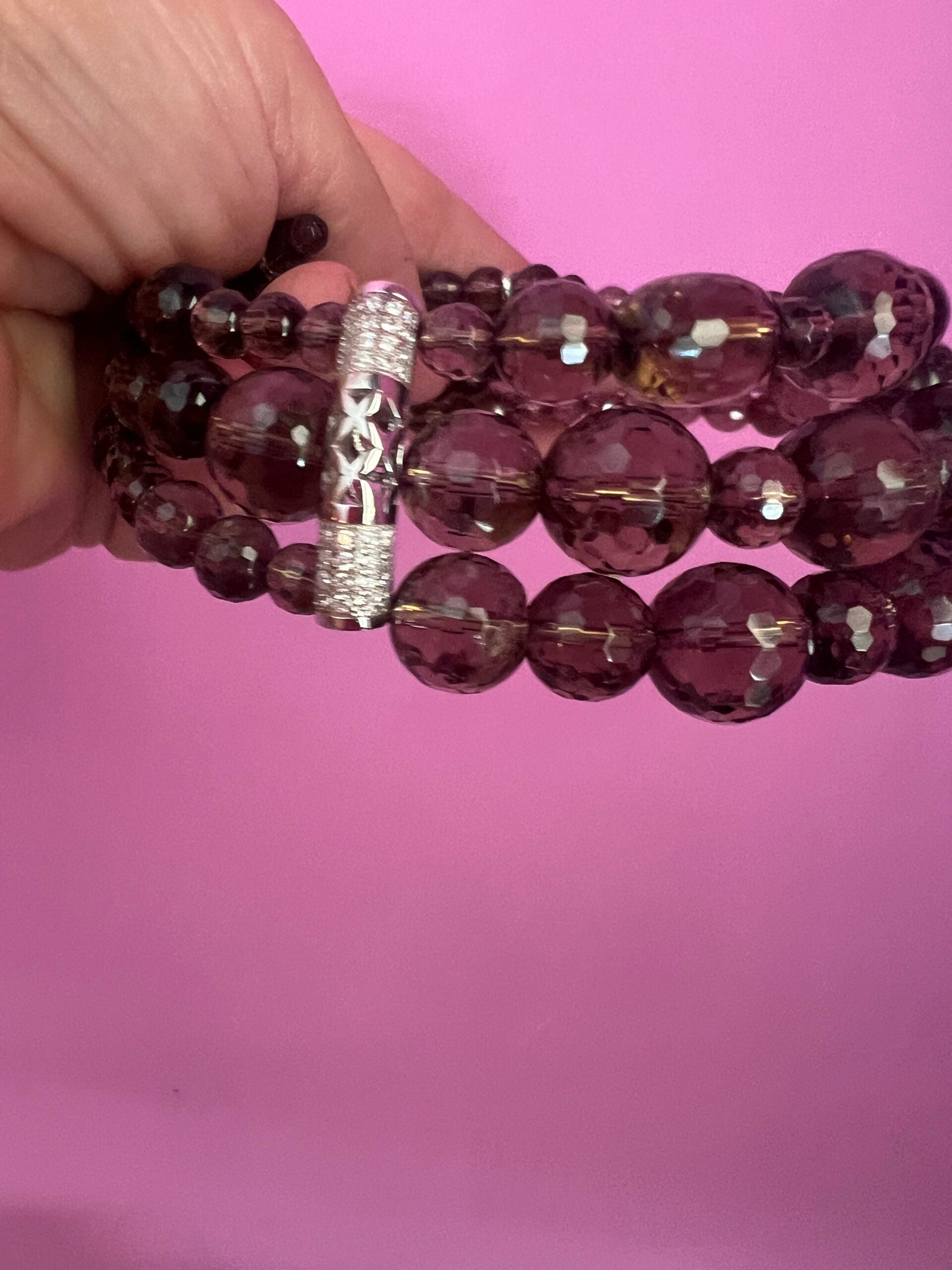 INCANTEVOLE -  Chocker  3 giri topazio fumé e argento 925
