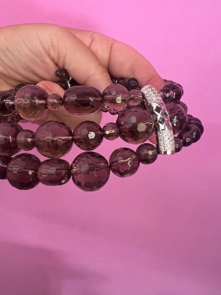 INCANTEVOLE -  Chocker  3 giri topazio fumé e argento 925