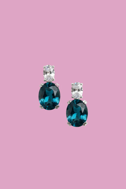 Orecchini zircone bianco e zaffiro