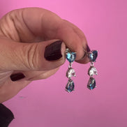 Orecchini argento 925 con zirconi cuori bianco e zaffiro