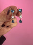Orecchini argento 925 con zirconi cuori bianco e zaffiro