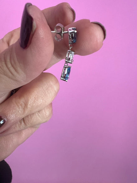 Orecchini argento 925 con zirconi cuori bianco e zaffiro