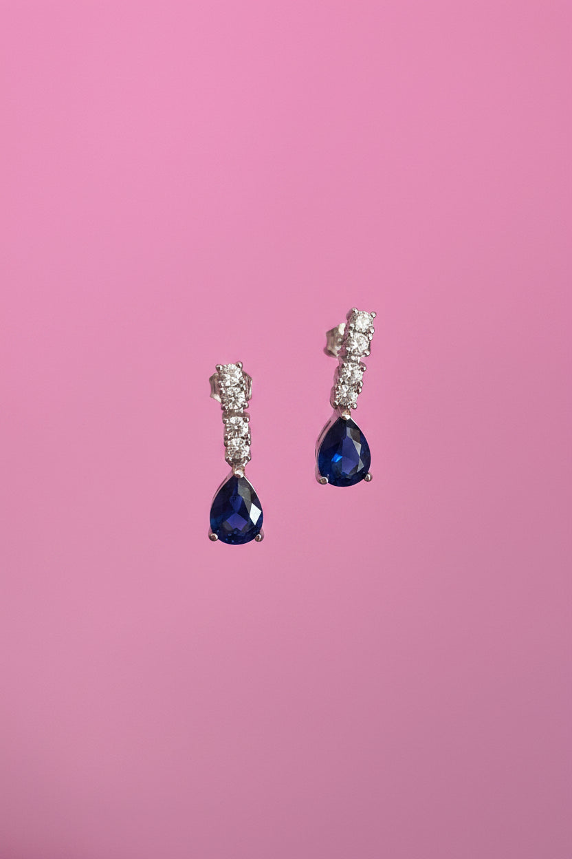 Orecchini zirconi zaffiro e bianco su argento 925