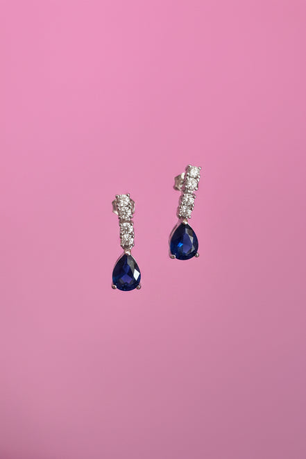 Orecchini zirconi zaffiro e bianco su argento 925