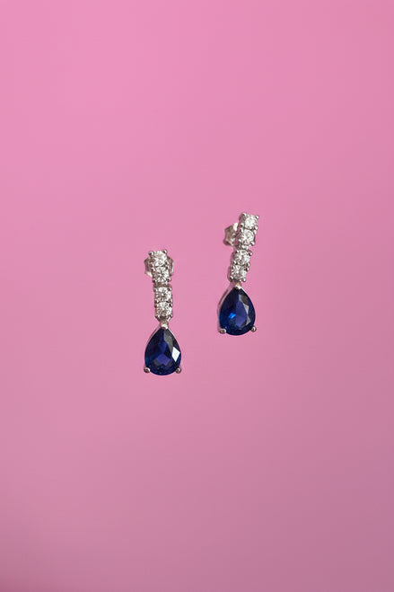 Orecchini zirconi zaffiro e bianco su argento 925