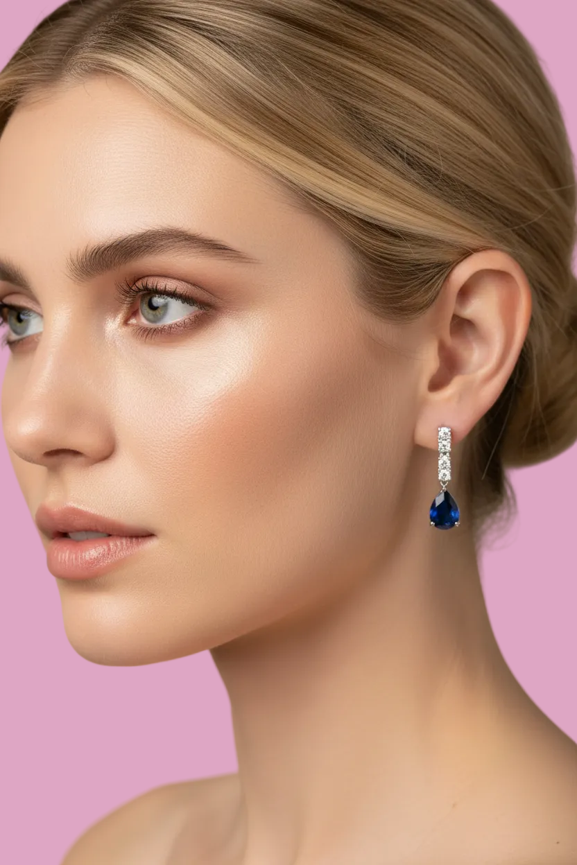 Orecchini zirconi zaffiro e bianco su argento 925