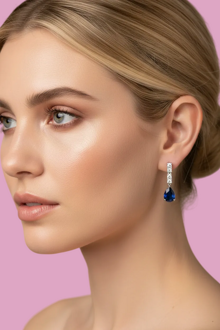 Orecchini zirconi zaffiro e bianco su argento 925