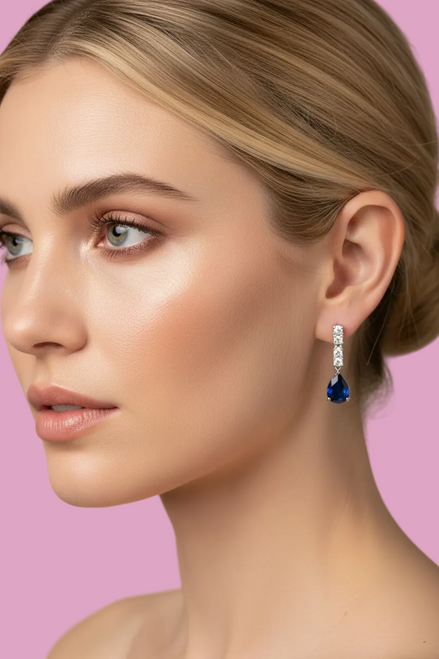 Orecchini zirconi zaffiro e bianco su argento 925