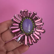 Spilla  cristalli  colorati dorata  6