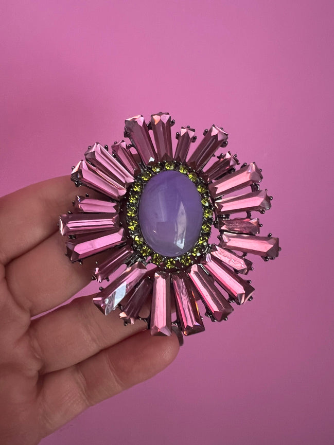 Spilla  cristalli  colorati dorata  6