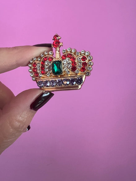 Spilla  cristalli  colorati dorata 8