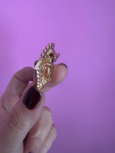 Spilla  cristalli  colorati dorata 8