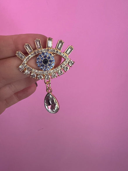Spilla  cristalli  colorati dorata 9