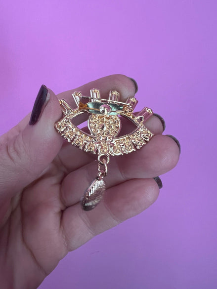 Spilla  cristalli  colorati dorata 9