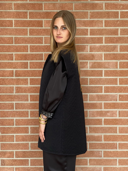 Versailles - Gilet modello strutturato Jap in jaquard nero