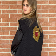 Versailles - Gilet modello strutturato Jap in jaquard nero