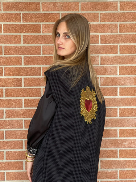 Versailles - Gilet modello strutturato Jap in jaquard nero