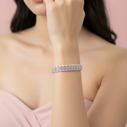 Bracciale MANTRA - Macrame’ con zirconi e ottone placcato rodio