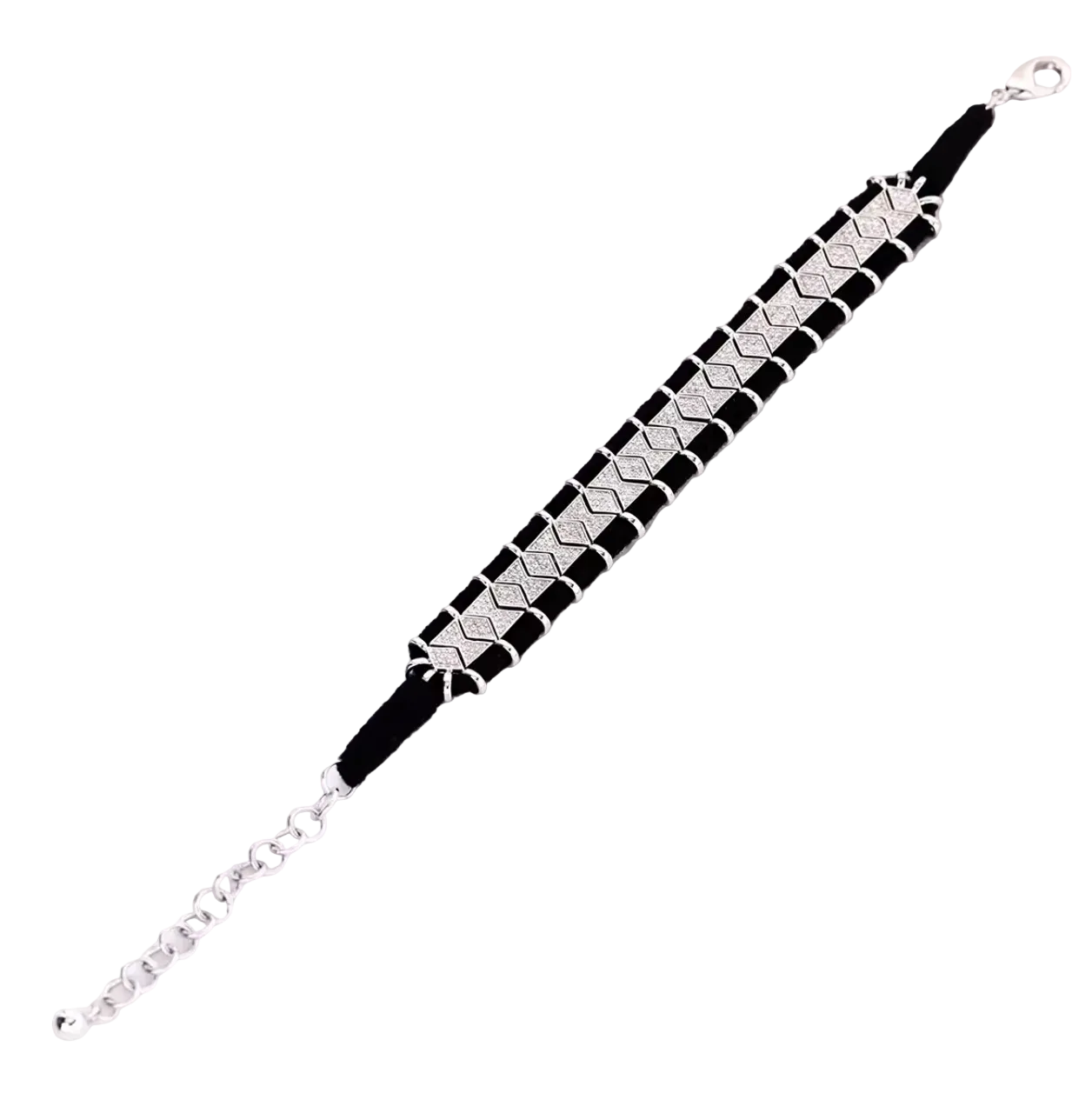 Bracciale MANTRA - Macrame’ con zirconi e ottone placcato rodio