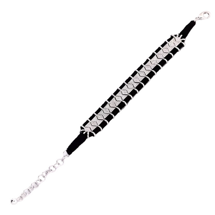 Bracciale MANTRA - Macrame’ con zirconi e ottone placcato rodio