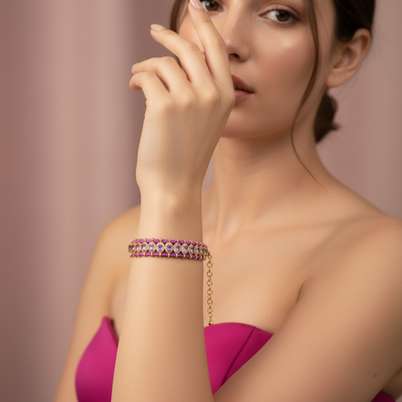 Bracciale MANTRA - Macrame’ con zirconi e ottone placcato rodio o oro giallo
