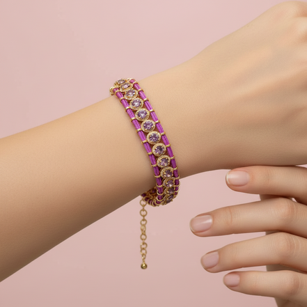 Bracciale MANTRA - Macrame’ con zirconi e ottone placcato rodio o oro giallo
