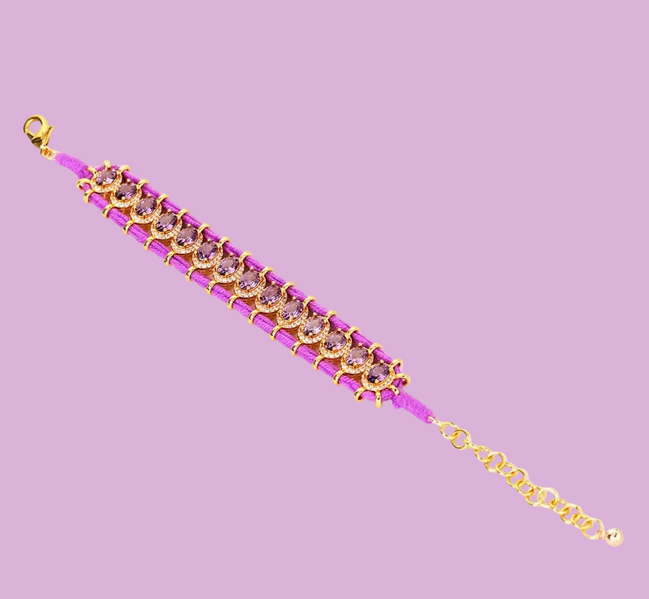 Bracciale MANTRA - Macrame’ con zirconi e ottone placcato rodio o oro giallo