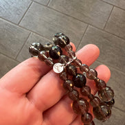 Bracciale 3 giri Topazio fume’ elasticizzato