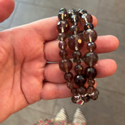 Bracciale 3 giri Topazio fume’ elasticizzato