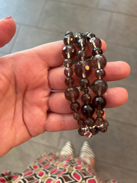 Bracciale 3 giri Topazio fume’ elasticizzato