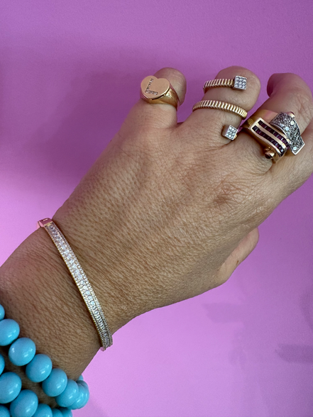 Bracciale Bangle Filo di Luce – Placcato Oro Giallo e Pavé di Zirconi