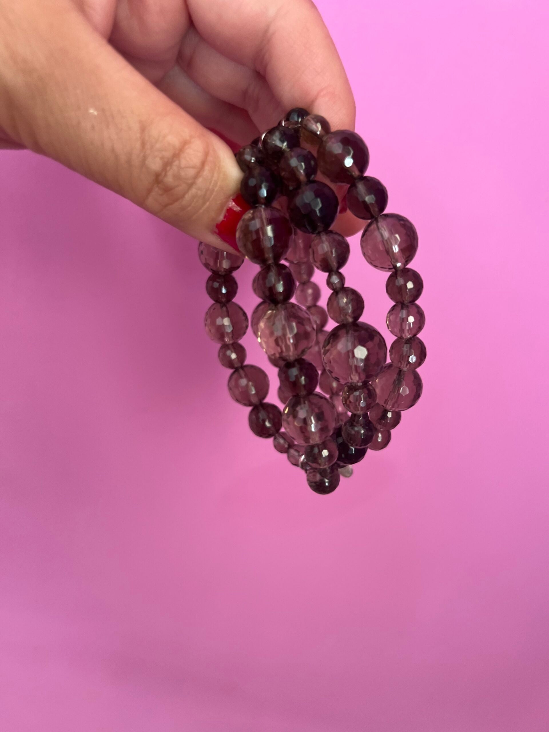 Bracciale 3 giri Topazio fume’ elasticizzato