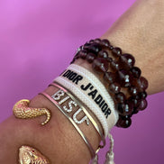 Bracciale 3 giri Topazio fume’ elasticizzato