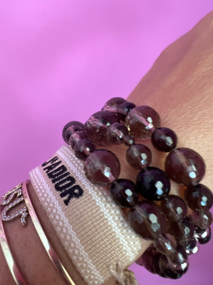 Bracciale 3 giri Topazio fume’ elasticizzato