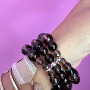 Bracciale 3 giri Topazio fume’ elasticizzato
