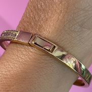 Bracciale Bangle Filo di Luce – Placcato Oro Giallo e Pavé di Zirconi