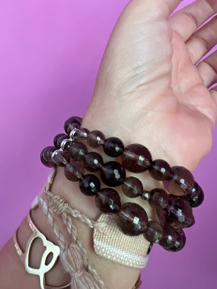Bracciale 3 giri Topazio fume’ elasticizzato