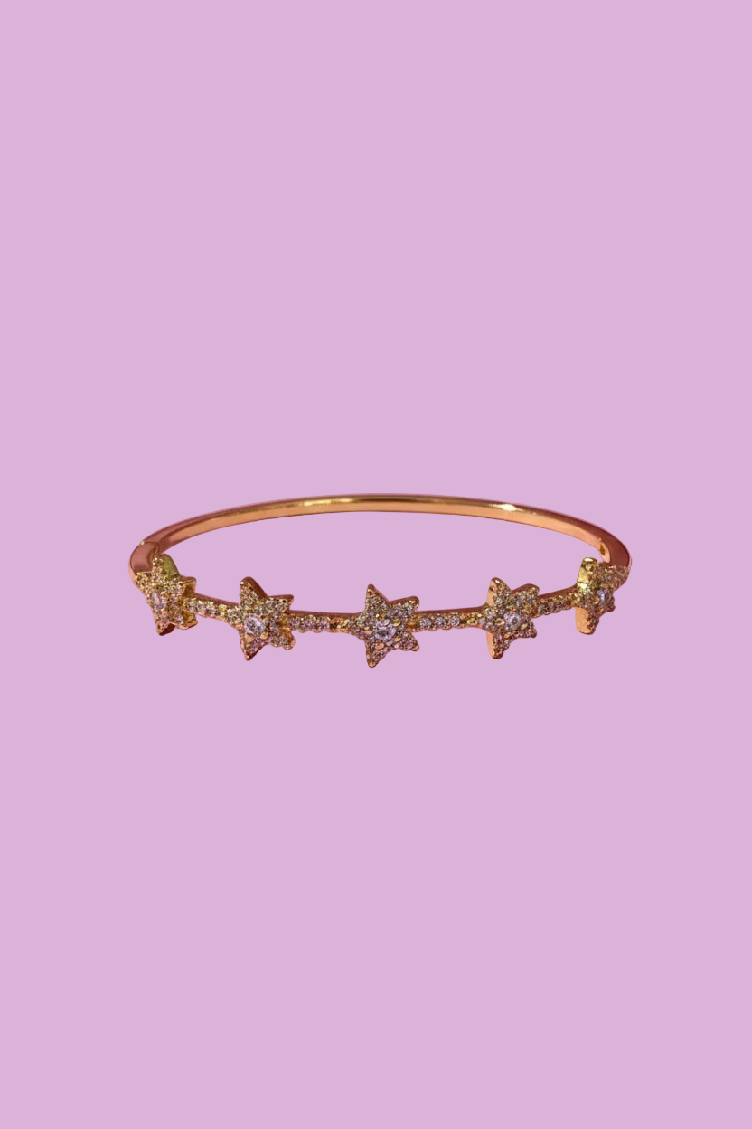 Bracciale Bangle Stelle – Placcato Oro Giallo e Pavé di Zirconi
