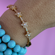 Bracciale Bangle Stelle – Placcato Oro Giallo e Pavé di Zirconi