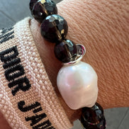 Bracciale Bisette - Topazio fume’ elasticizzato con perla